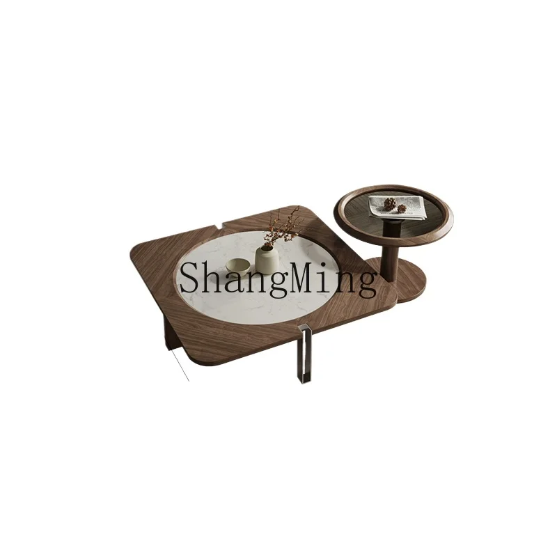 

LXY solid wood coffee table combination living room minimalist premium walnut marble tea table