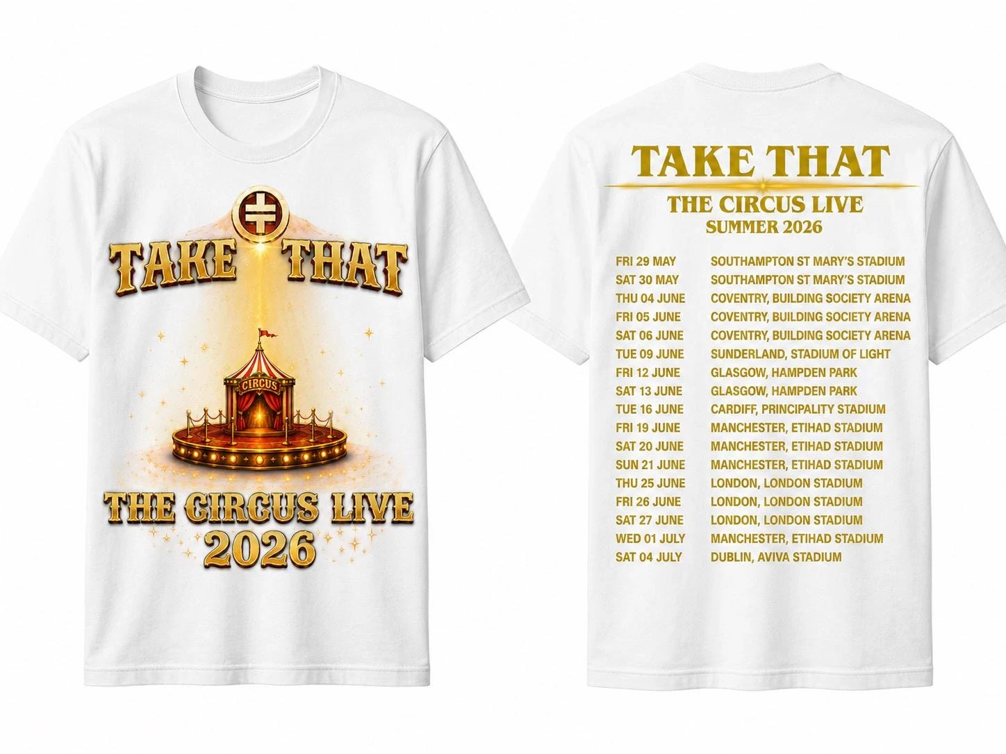 Take That The Circus Live Tour 2026 Shirt UK Stadium Concert Fan T-shirt 2026 Summer New Men Women Cotton Oversized T-shirt Y2K