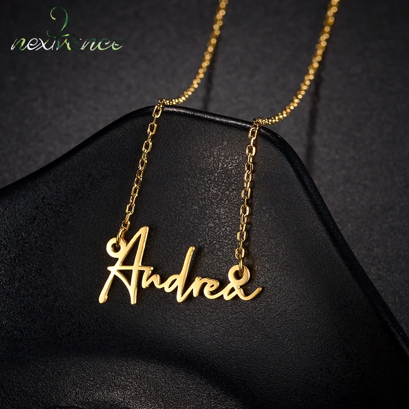 Nextvance Customized Name Necklace Mini Small Size  Stainless Steel Nameplate Delicate Pendant For Women Girl Baby Birthday Gift