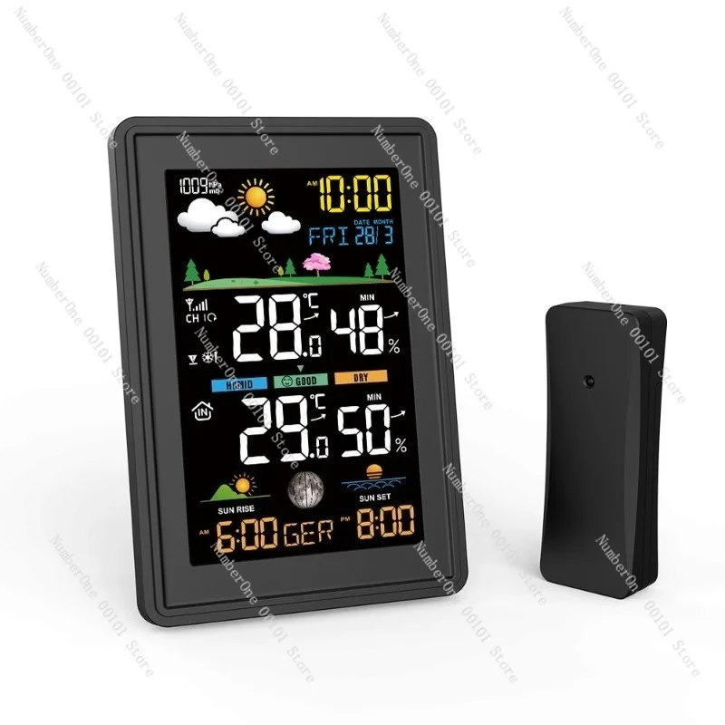 Color Screen Radio Controlled Weather Station Moon Phase Sunrise Sunset Time Thermometer Hygrometer