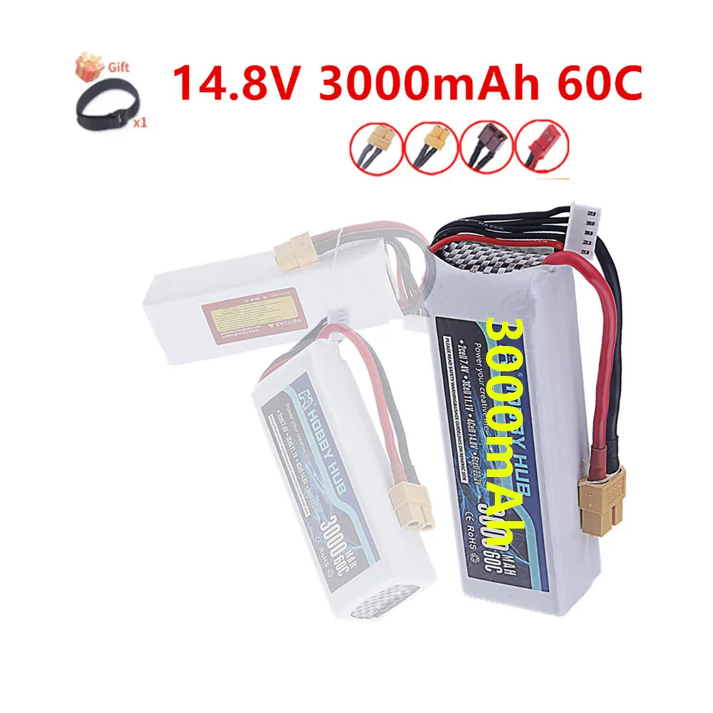 

Аккумулятор LiPo 4S 3000 мАч 14.8В 60C высокой емкости с разъемом Deans T XT60 для гоночных дронов, квадрокоптеров, радиоуправляемых вертолетов и запчастей