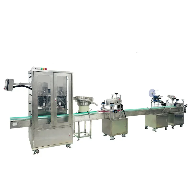 Línea de producción de llenado automático Relleno cuantitativo de aceite, vino, aceite comestible, pasta de salsa de chile, línea de montaje de líquido