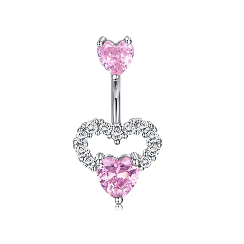 1PCS Rosa Krone Bauchnabel Ringe Schmuck Edelstahl Herz Nabel Piercing Barbell Kristall Nette Bauch Ringe Für Frauen Mädchen