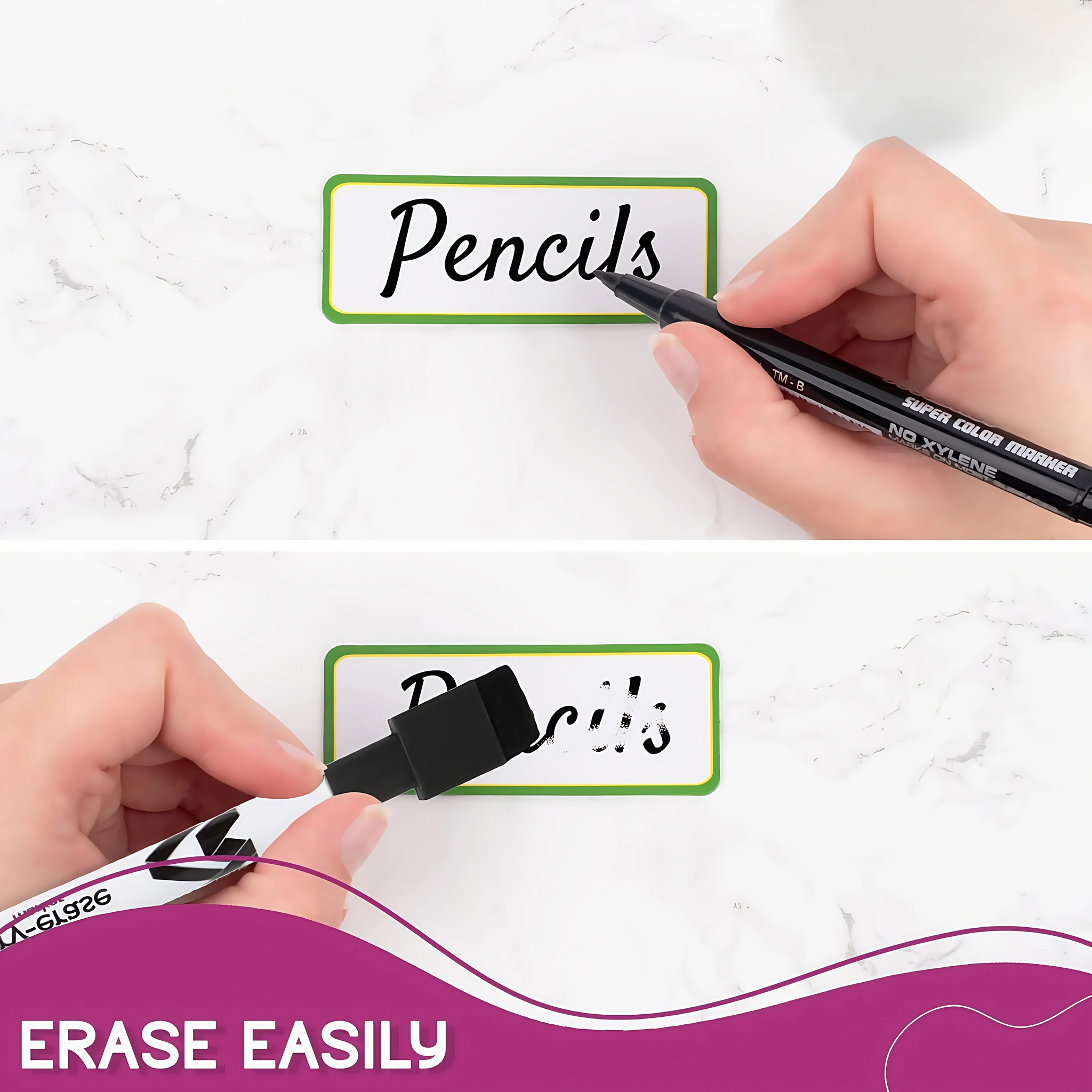 ملصق مغناطيسي قابل للمسح بحدود 48 لونًا، ملصقات كلمات قابلة لإعادة الاستخدام، مناسبة للفصول الدراسية والمكاتب المنزلية وملصقات الأسماء