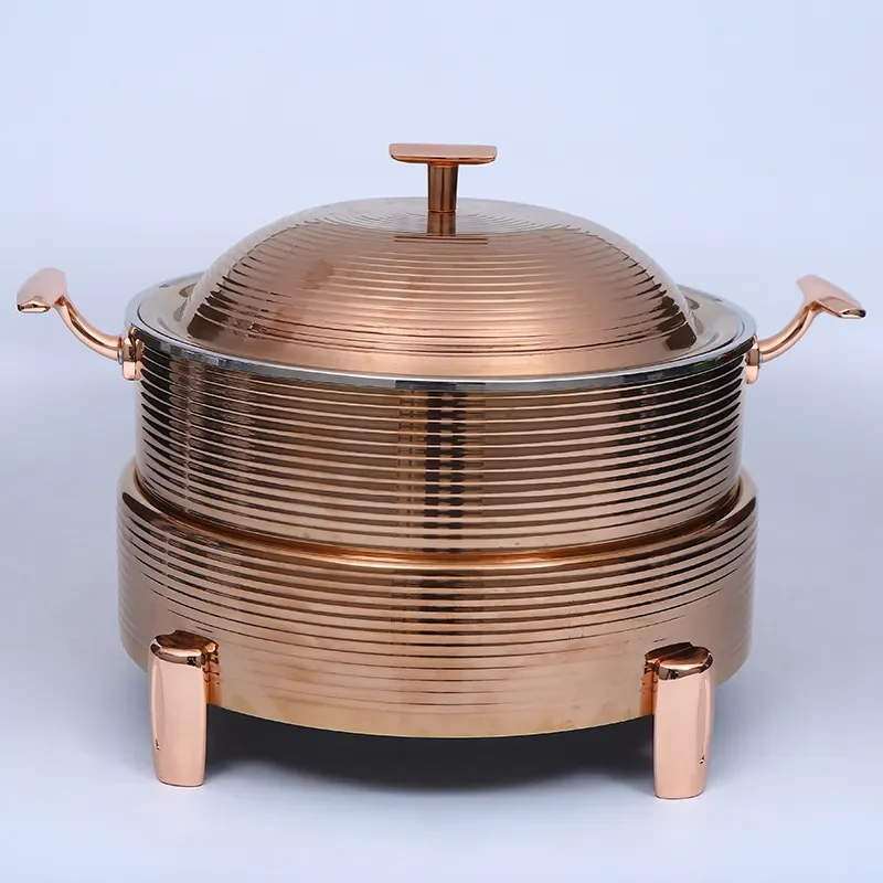 Commercial Stainless Steel Alcohol Stove Three Layer Dazzling Pattern Buffet Warmer for Hotel Restaurant Chinese Hot Pot BBQ