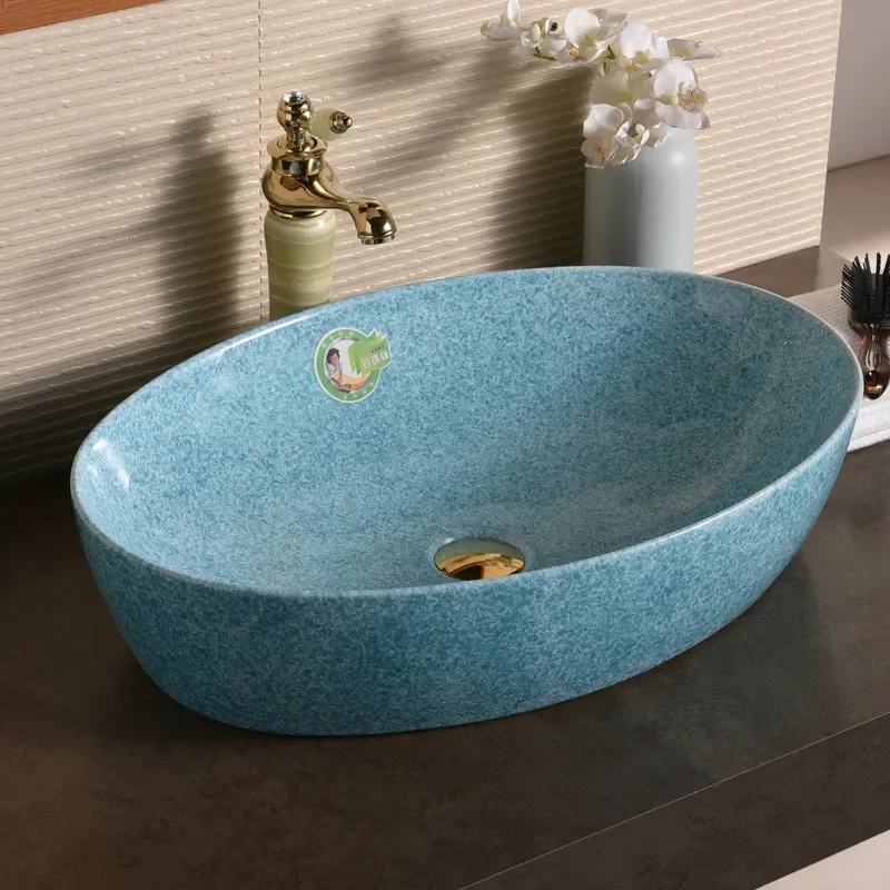 Modern Round Ceramic Washbasin Large Size Art Basin for Bathroom Balcony Toilet Sink Countertop Vessel Bowl Home Decor