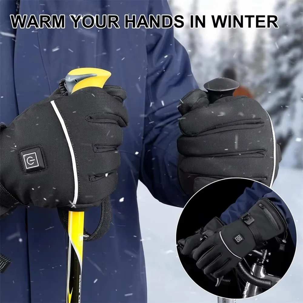 

Waterproof Heated Gloves Hand Warmer Windproof Electric Thermal Gloves Full Finger Touch Screen Snowboard Ski Gloves
