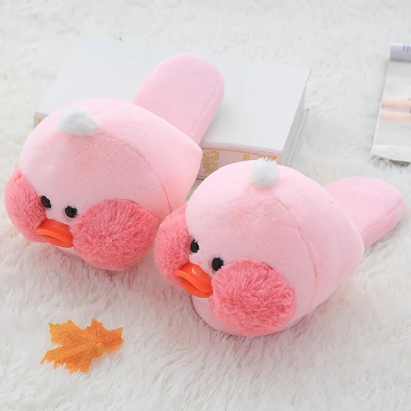 

New Cute LaLafanfan Cafe Duck Plush Toys Indoor Warm Winter slippers Adult Stuffed Cartoon Kawaii Shoes for Girls Gifts