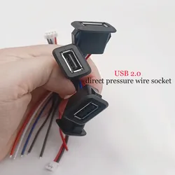 USB 2.0 female charging socket connector with soldering wire 2/4 charging USB data cable socket for mobile phone charging