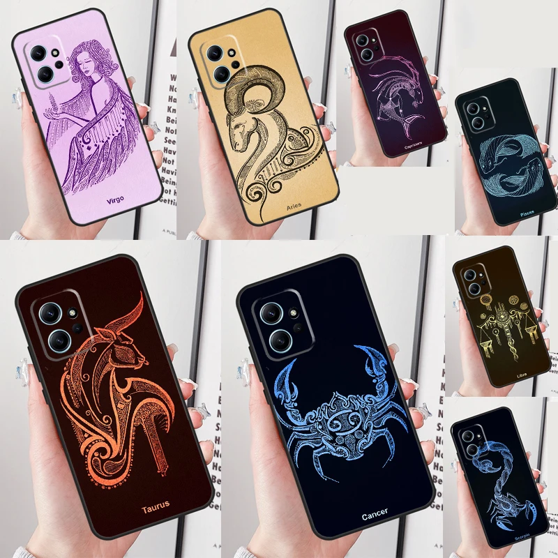 Zodiac Sign Case For Xiaomi Redmi Note 12 Pro 12S 11 11S 10 10S 9 9S 8 Pro Redmi 12 9C 10C 12C Cover