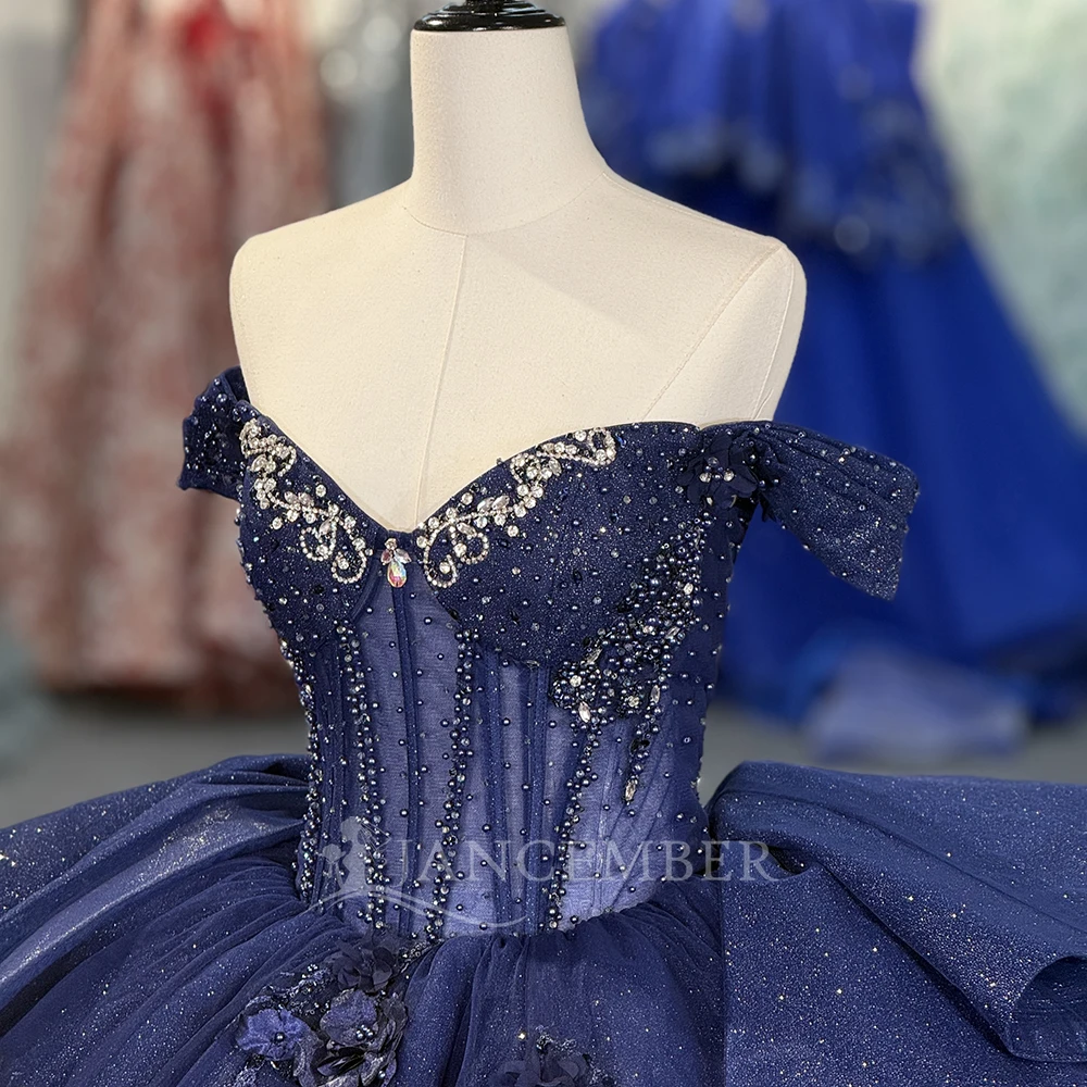 Blaue Prinzessin Sweet 16 Quinceanera Kleider Geburtstagsfeier Korsett Kleid Ballkleid Flügelärmeln Vestido De 15 Jahre Maßgeschneidert