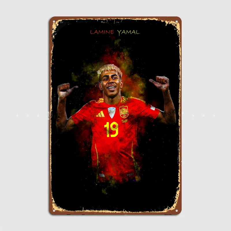 Lamine Yamal Football Player Poster Metal Posters Living Sign Indoor Outdoor Room Decoration Home Bar Decor Wall Decor