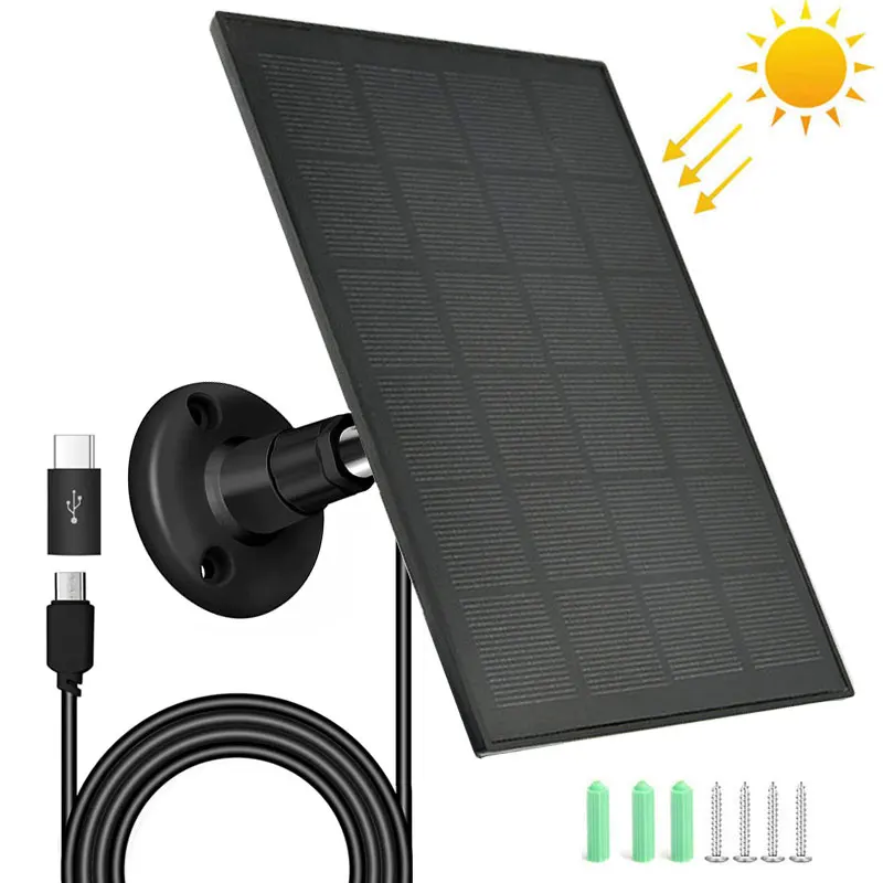 Waterproof Solar Panels for Camera Non-stop Charging for Eufy E 2C/2C Pro 2/2Pro E20/E40 Solo SoloCam Xiaomi Reolink etc.