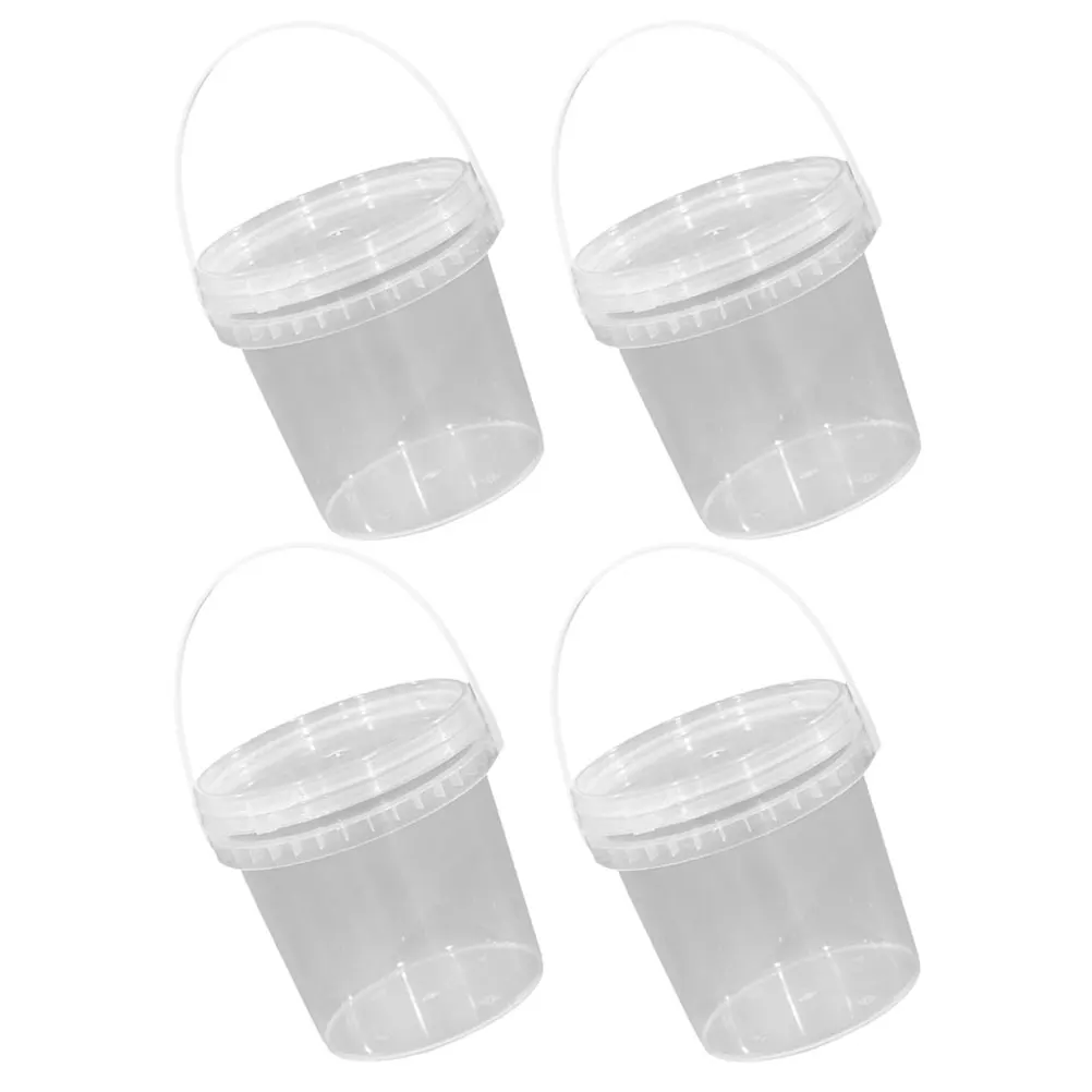 

4pcs IceCreamBucket ClearPlasticContainers ReusableLids FreezerStorage BakeryHome Use StorageTubs Household