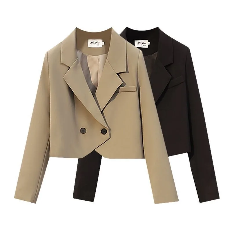 2026 New Blazer Women's Spring And Autumn Small Double-Breasted Loose And Thin High-Waisted Niche Women's Korean Version suit