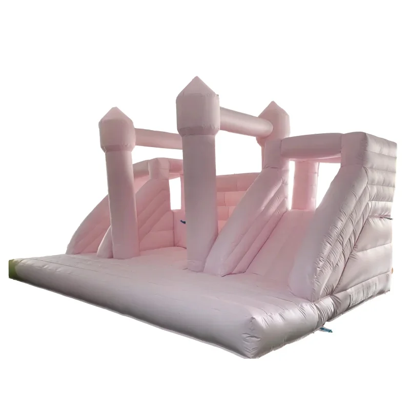 JINLI TOYS OCEAN20Ft Luxury Pastel Pink Inflatable Double Slide Bounce Castle Kids Soft Jump Bouncy House for Party Rental