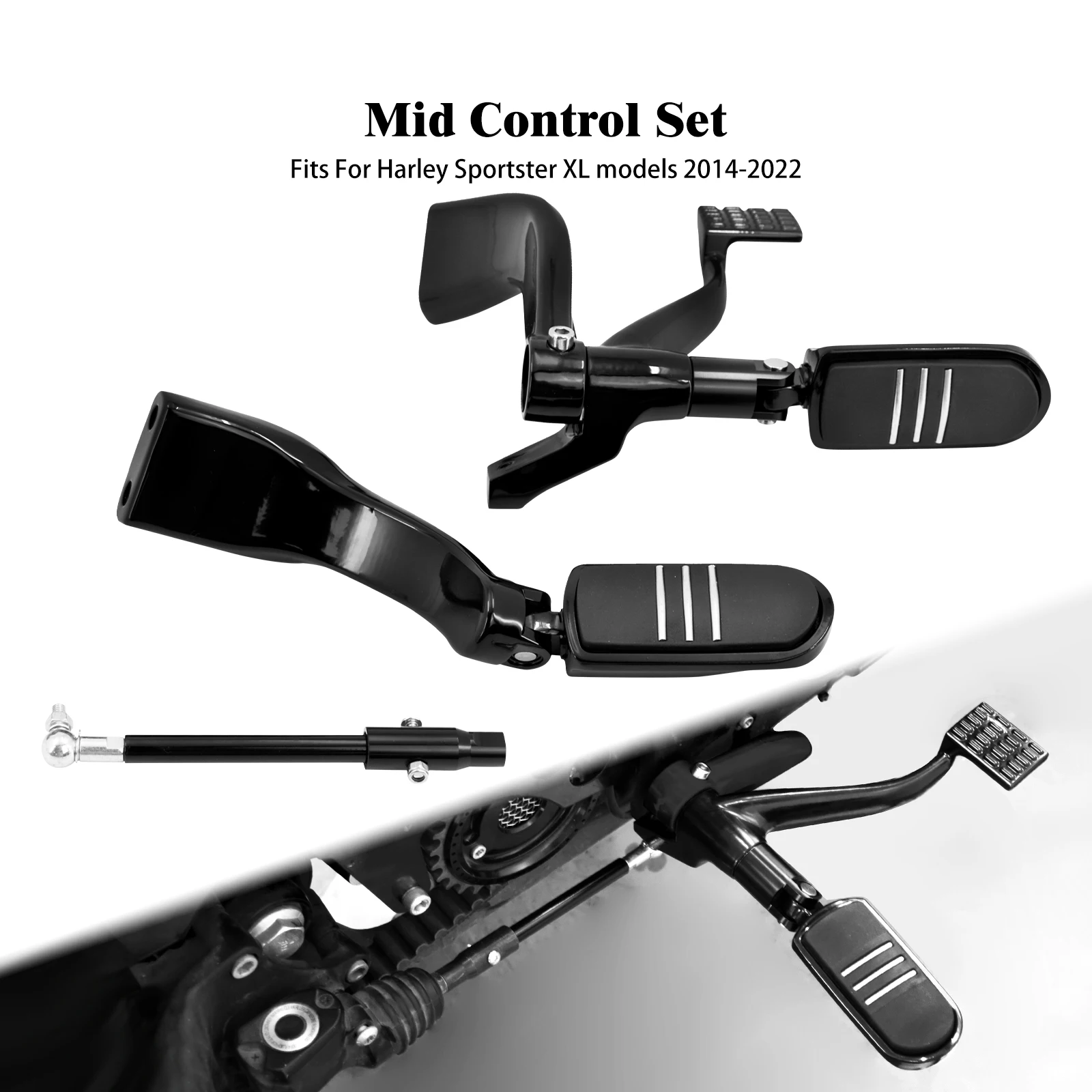 Motorcycle Mid Control Footpegs Brake Lever Pedal Set For Harley Sportster XL 1200 Iron 883 48 Roadster 14-22 Rider Footrest Kit