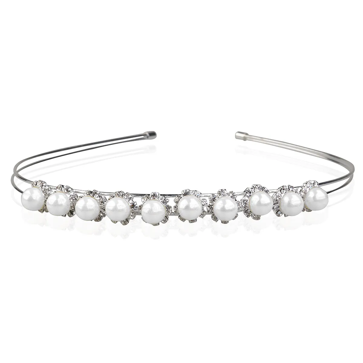 Elegant Bridal Tiara Headband for Women Featuring 12-14Mm Pearls Rhinestone Crystal Flowers Wedding Prom Party Hair Accessory