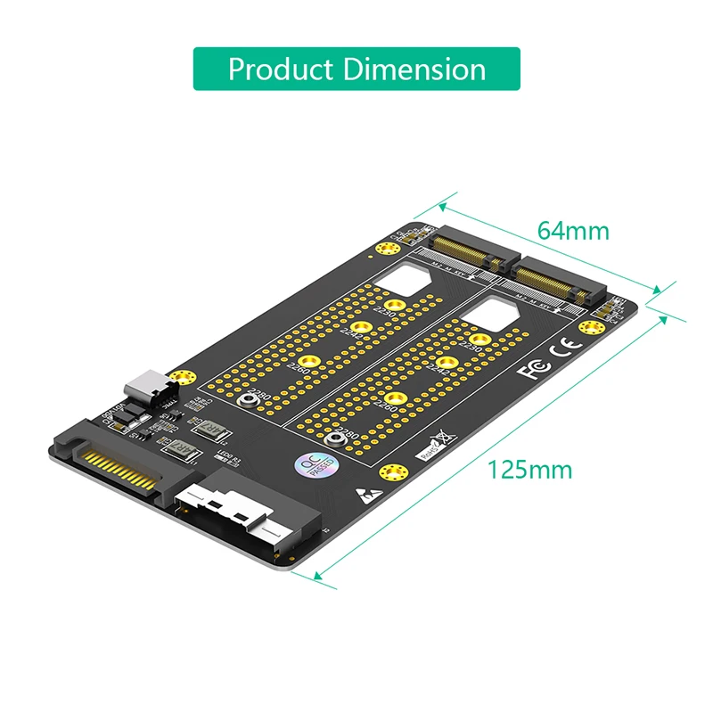 Двойной M.2 NVME M Key to SFF-8654 8i адаптер SATA Type C источник питания материнская плата поддержка PCIe bifurкация M2 SSD переходная плата