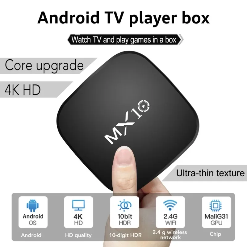 RK3228 MX10 TV 리시버, 안드로이드 7.1 OS 인터넷 TV 스트리밍 박스, 램 128g 소드 TV 박스, 3D 비디오 포맷, 블랙 4K Gua 4K 8GB