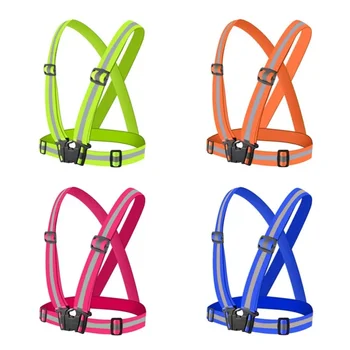 4-kolorowa, regulowana kamizelka odblaskowa o wysokiej widoczności, sprzęt odblaskowy na jezdnię, kurtka w paski, nocna sprzedaż hurtowa