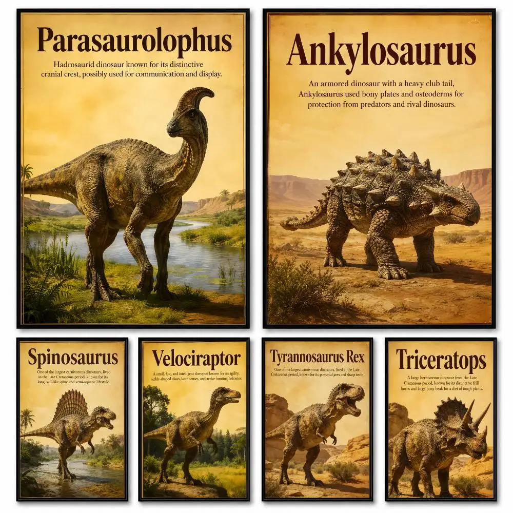Dinosaur Art Prehistoric Large Animal Poster Room Decor Home Wall Art Printing Waterproof Garage BedRoom Posters Gift