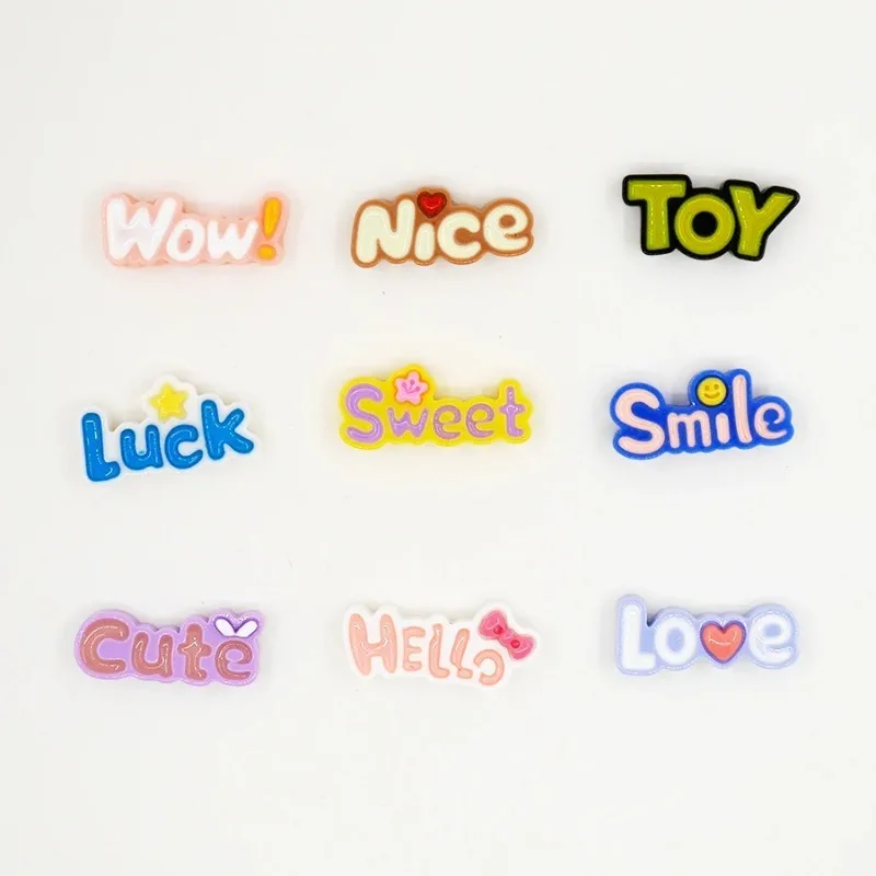 10 Stück niedlichen flachen Rücken wow Glück schöne Baby Brief Harz Cabochon Scrap booking Handwerk DIY Zubehör Telefon Fall Dekoration