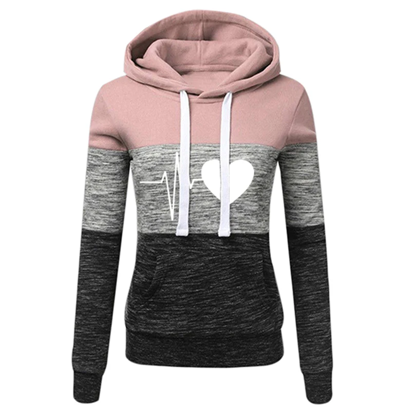 Hooded Shirt Outdoors Hoodies Women Sweatshirts Jogging Fashion Pullover 2024 Casual Color Block Long Sleeve Slim Spring Women\'s