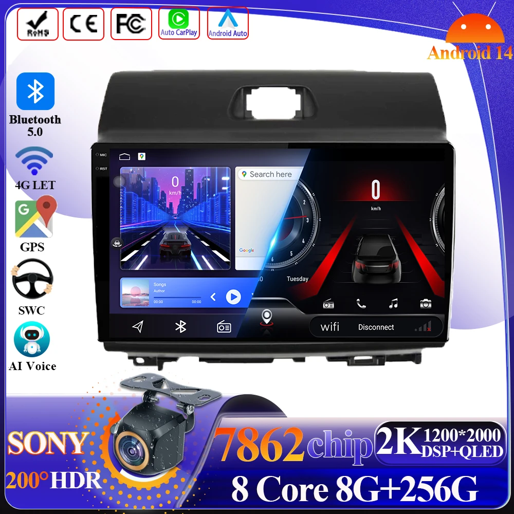 8 core Wireless Android 14 Carplay For KIA RAY 2011-2012 Car Radio Multimedia Player Stereo Head Unit GPS 5G Wifi Touch Display