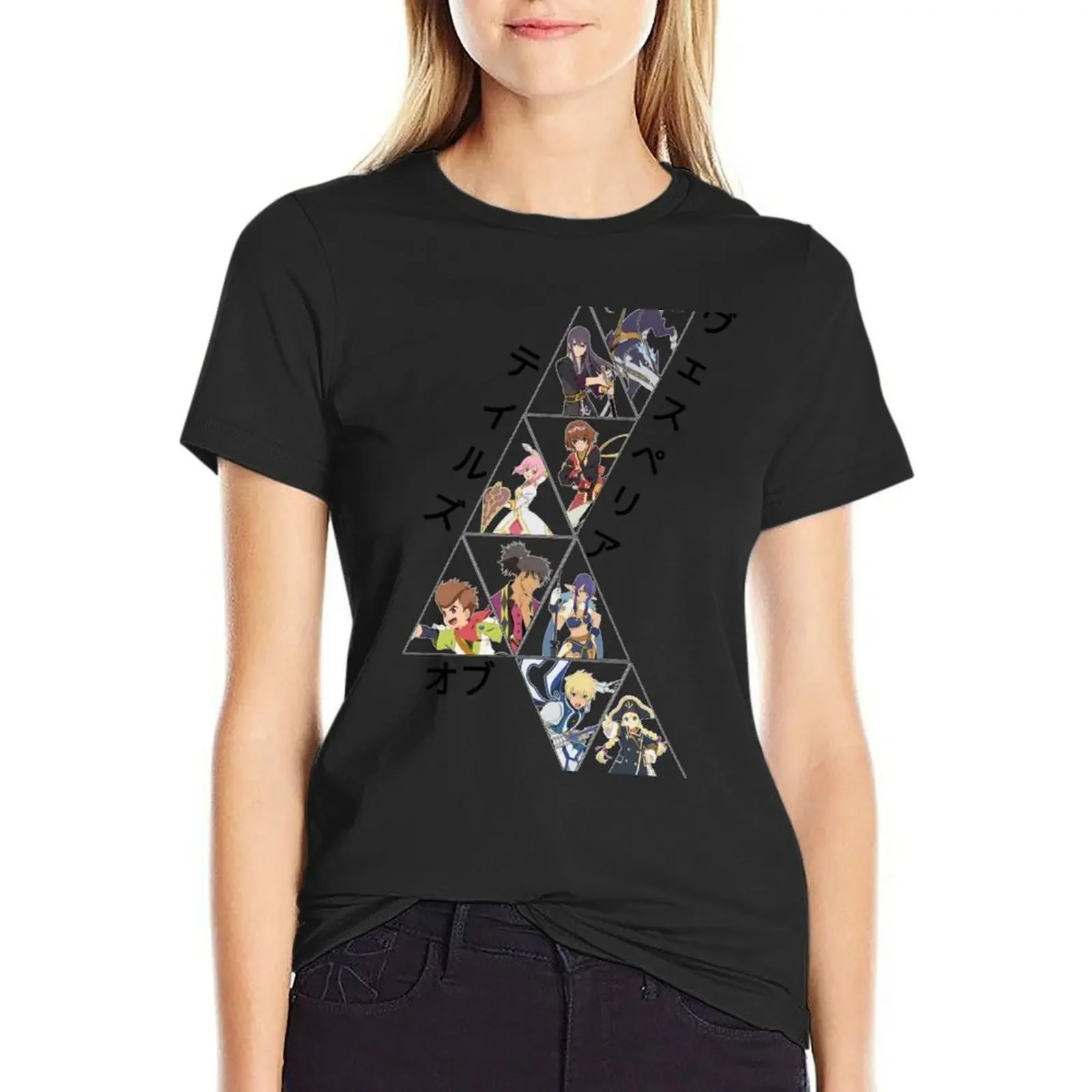 

Tales of Vesperia character in pattern japanese ver. T-Shirt Short sleeve tee quick drying Blouse kawaii clothes t shirt Women