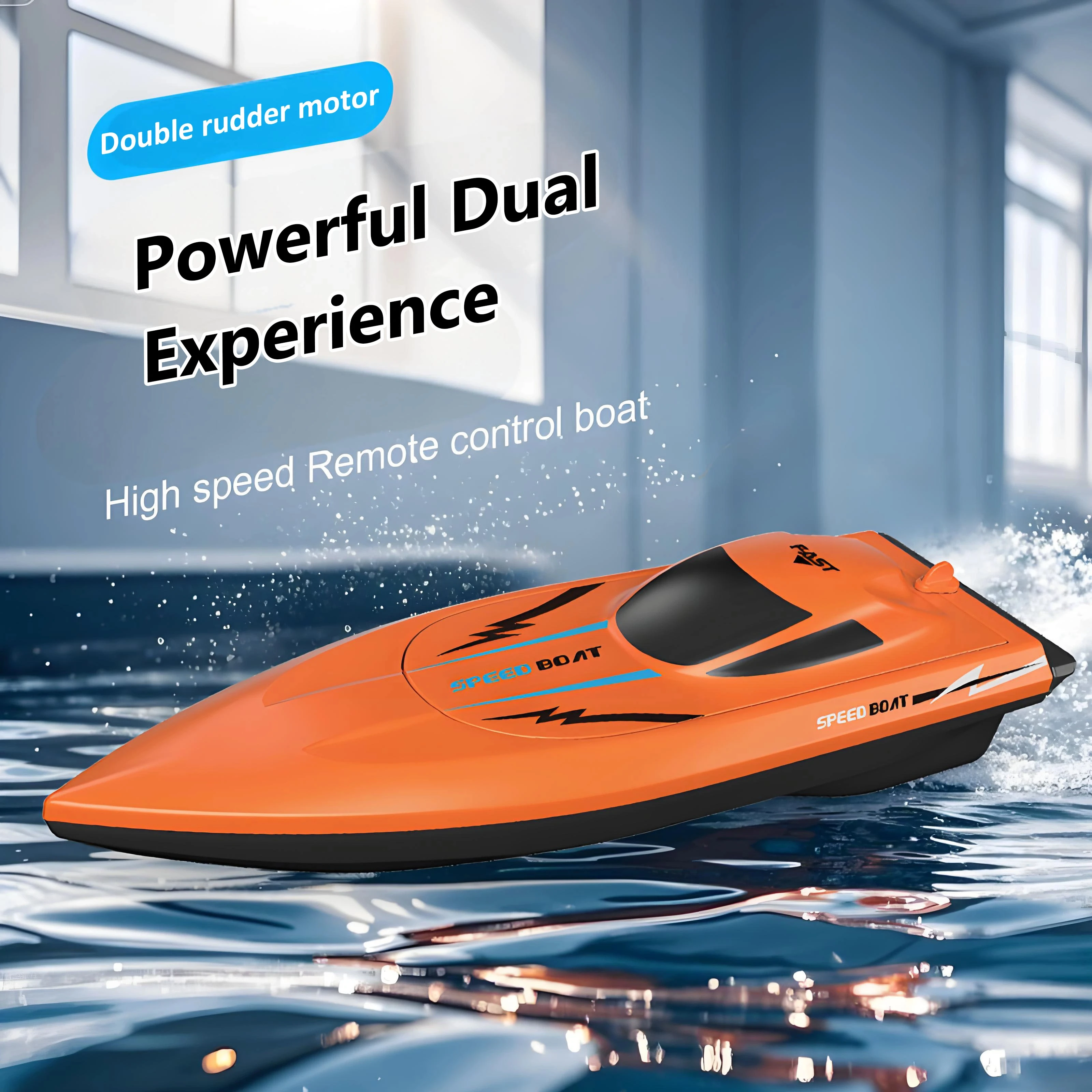 Kids' Waterproof & Ultra-Fast Remote Control Boat, Lightweight RC Water Racer for Pool Fun Toys Ideal Birthday Gift for Children