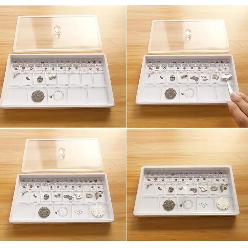 C90A Acrylic Watch Parts Dustproof Box Watch Parts Storage for Repair Enthusiasts