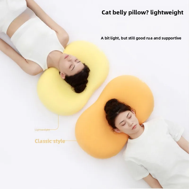 Cat Belly Pillow Light Section Cervical Spine Support Side Sleeping Pillow Memory Cotton Comfortable Adult Pillow Unisex