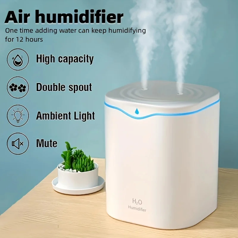 

1 Mute 2000ML Large Capacity USB Humidifier With Nano Fog Volume, Single/double Spray Air Purification Desktop Aromatherapy Seve