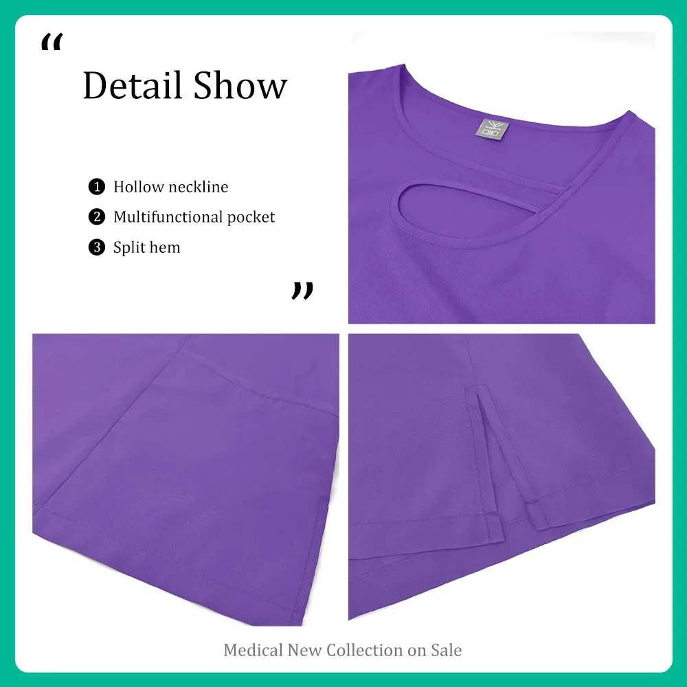 Uniforme da infermiera Sala operatoria Scrub Top Pantaloni Tute Clinica odontoiatrica Uniformi chirurgiche Dottore Scrub Abiti da lavoro Accessori per infermiere