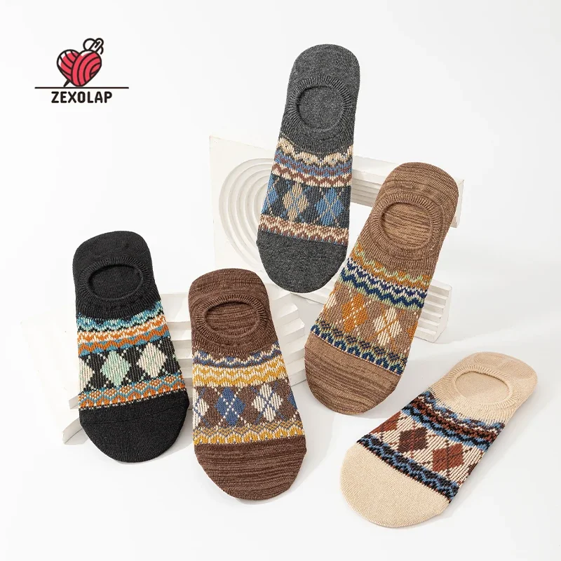 

3-Pack Men's Invisible No Show Socks Anti-Slip Silicone Grip Cotton Ankle Socks for Sports Casual All Season Boat Socks