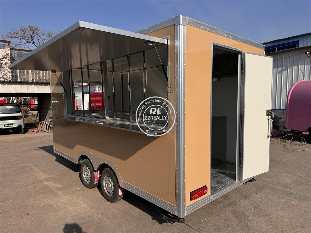 Street Food Truck Fully Equipped Ice Cream Cart Coffee Kiosk Mobile Kitchen Concession Fast Food Trailer For Sale