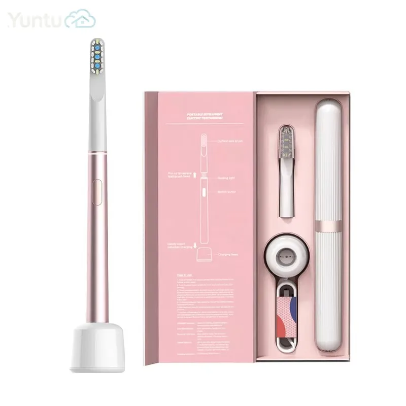 Oem Design Adult Soft Nylon Bristle Slim Sonic Electric Toothbrush with USB Charging and Travel Case High-end Gift Box Packaging