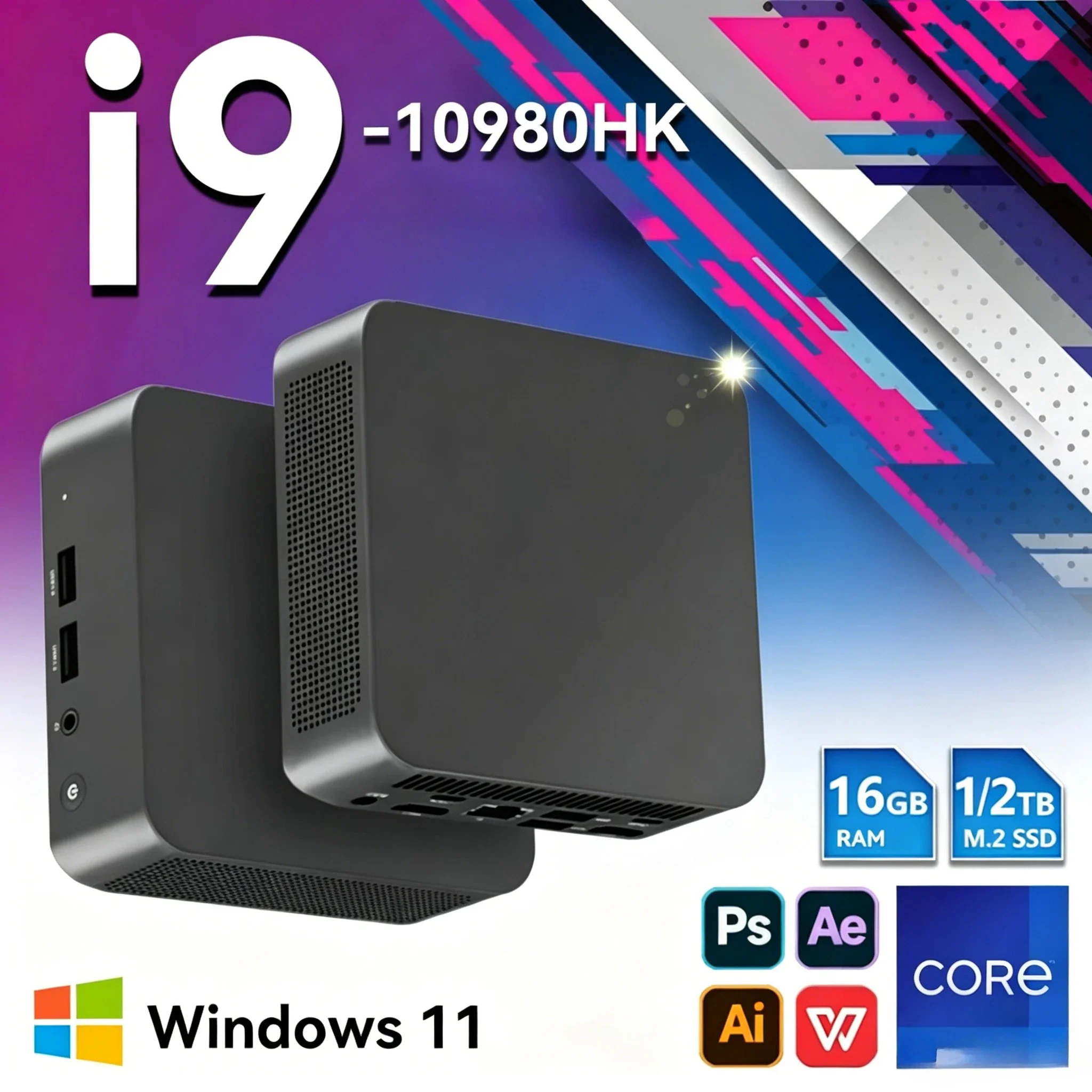 2026 MINI Core i9 10980HK  PC Windows 11 16GB RAM 1TB 2TB SSD WIFI BT5.2 4K HD Gaming Office Study Pc