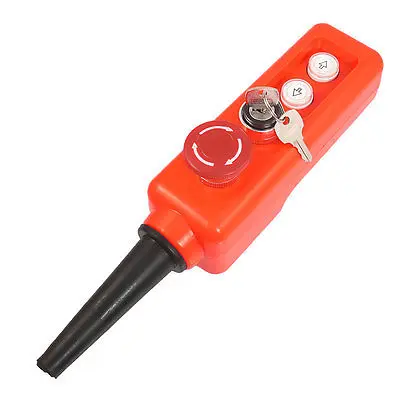 

Red Emergency Stop 2 Position Selector Up Down Hoist Push Button Switch w Key