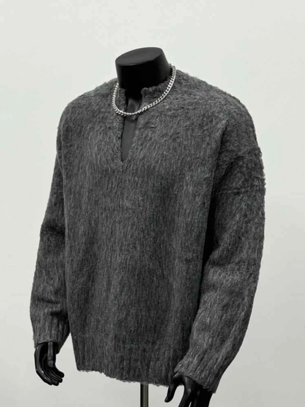 

Lazysunday Men's Knitted Sweater Loose Fit V-Ne Autumn Winter Inner Wear hair Material Comfortable Cleanfit Sle