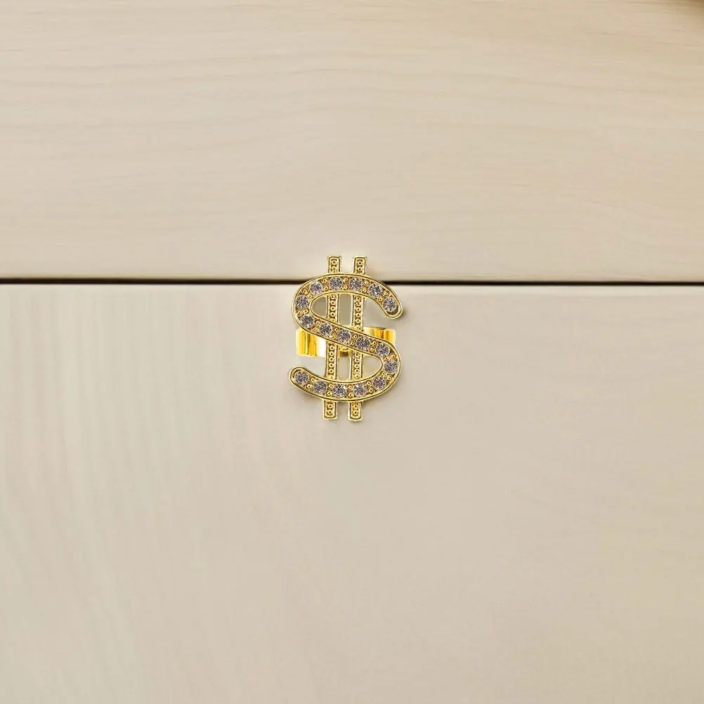 6Pcs Embedded Money Sign Rings Hip Hop Rapper Costume Jewelry Cosplay Party Fancy Dress Statement Statement Ring