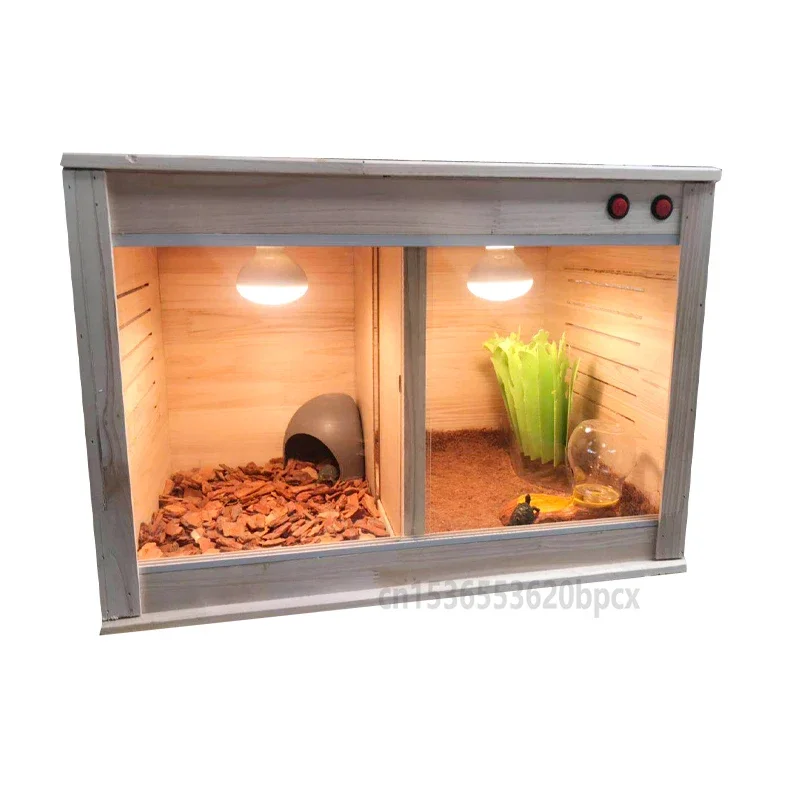 

Dual-Room Cutoff Pet Box, Tortoise Hedgehog Thermal Insulation Raising Box, Controlled Environment for Small Pets