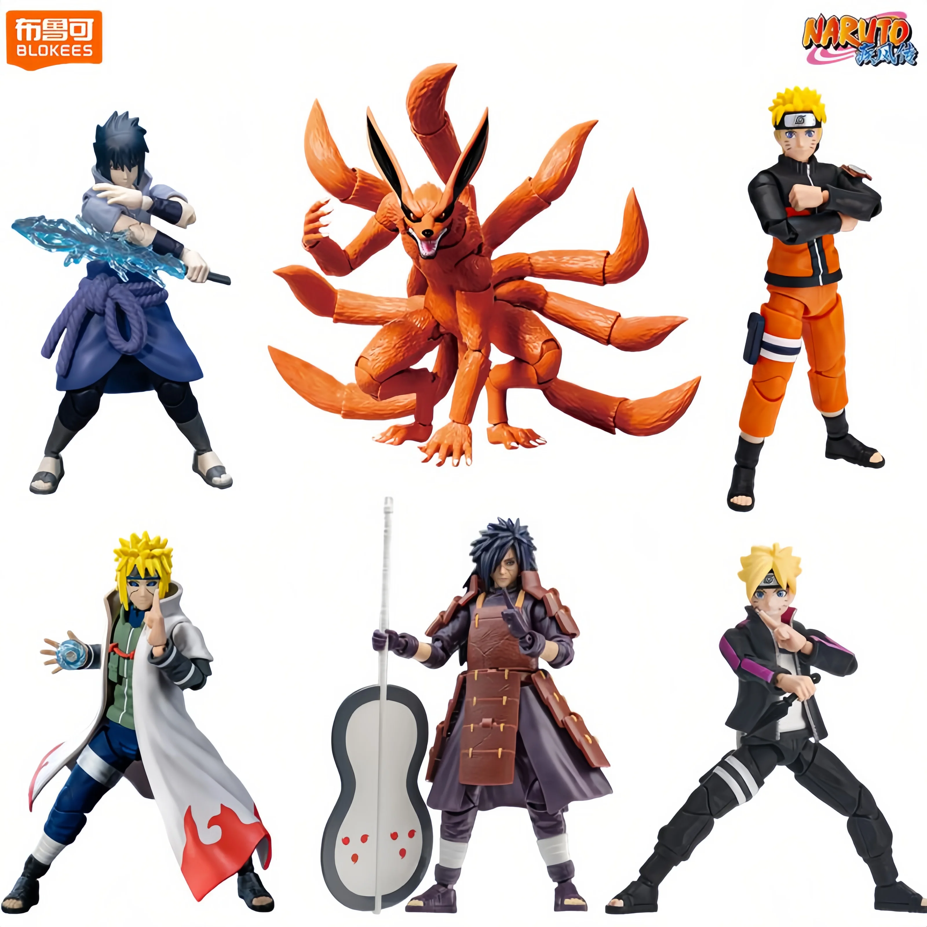 Blokees - Figura de Acción de Anime Naruto, Uzumaki Naruto, Uchiha Sasuke, Madara, Minato, Boruto, Kurama, Modelo Coleccionable