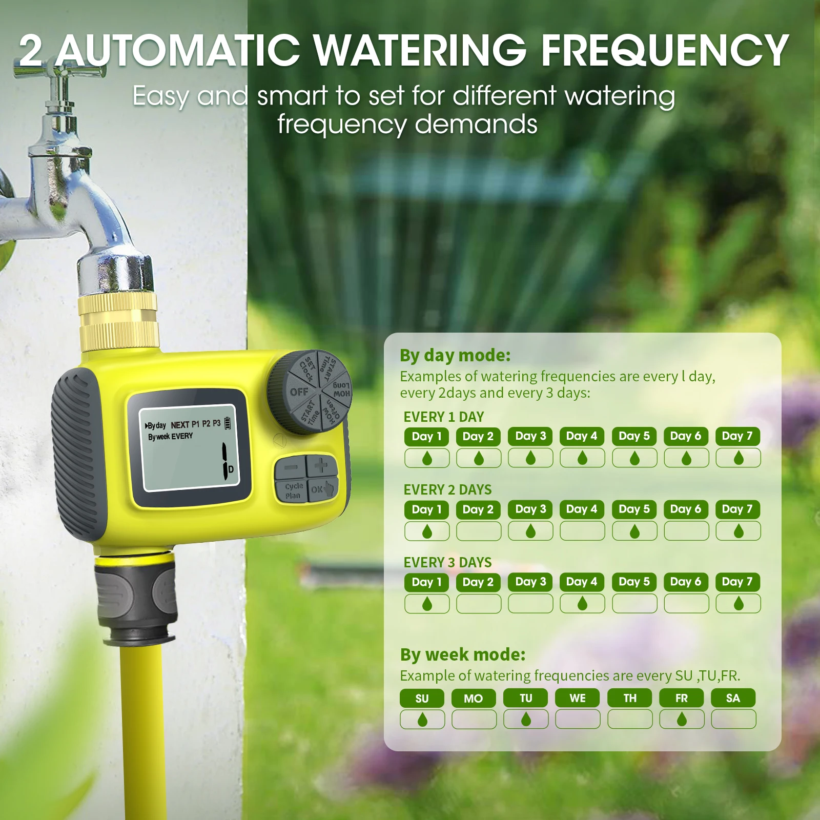 Automatic Water Timer Intelligent Irrigation Watering System LCD Display IPX5 Sprinkler Timer Garden Programmer Equipment