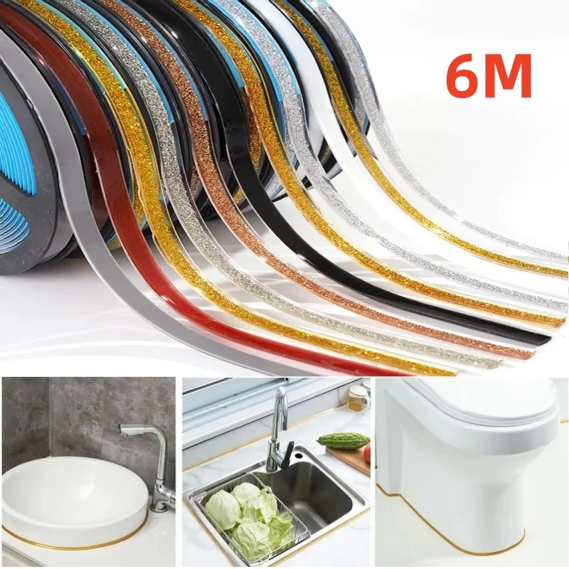 6 Meter Self-Adhesive Ceramic Tile Gap Tape Kitchen Bathroom Waterproof Beautiful Seam Tape Wall Floor Gap Line Decorative Strip