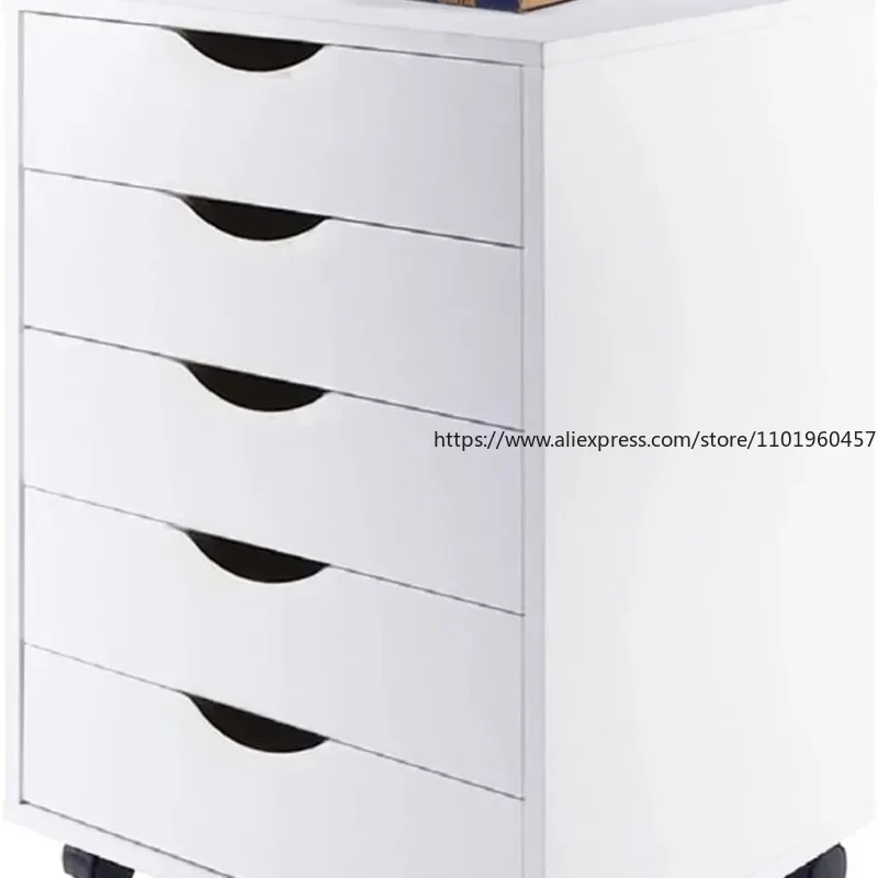 Multifunctional White File Cabinet with Swivel Wheels for Home Office Supplies Storage