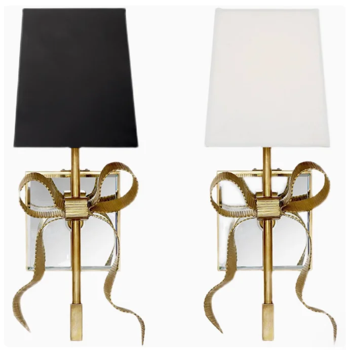 مصباح جداري بجانب السرير بفيونكة نحاسية كاملة لغرفة النوم، مصباح جداري لخلفية غرفة المعيشة الفاخرة الحديثة والبسيطة