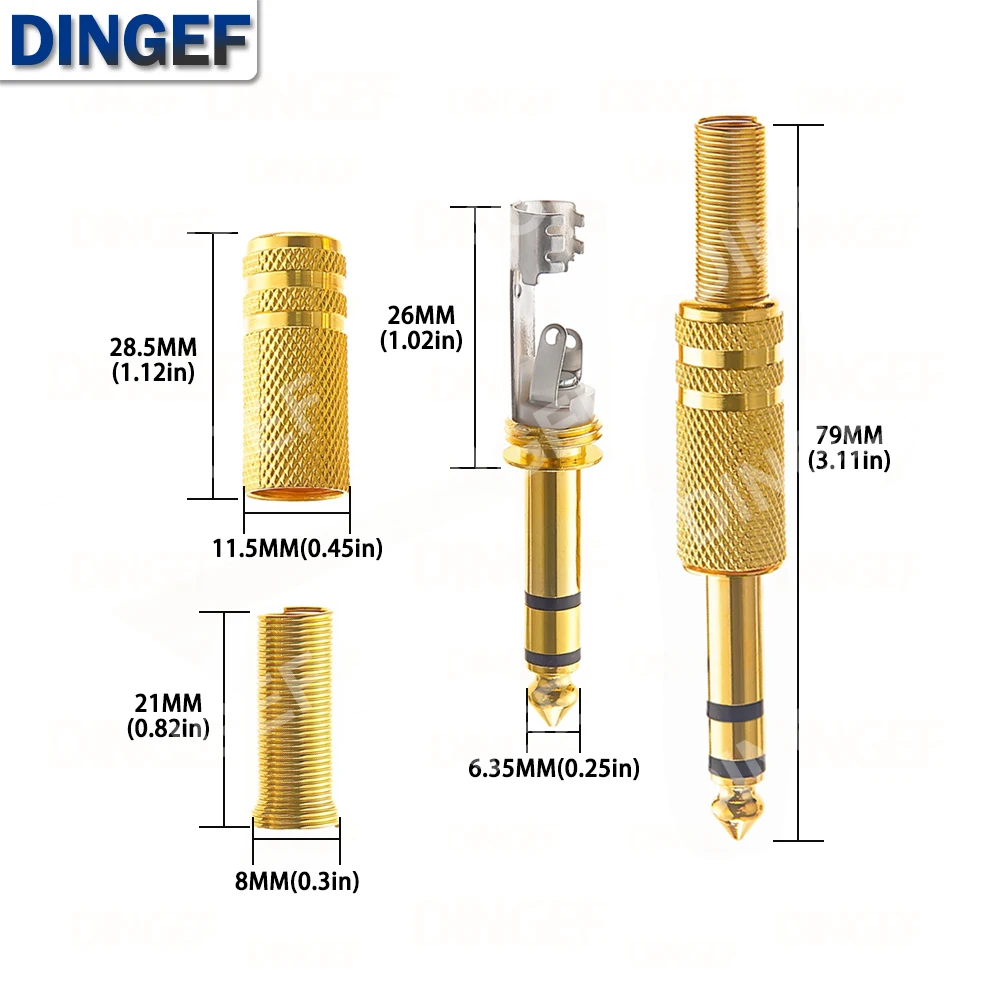 2 قطعة 6.35 مللي متر/6.5 مللي متر 2 القطب أحادية مكبر للصوت التوصيل 6.35 ستيريو المعادن ميكروفون جاك المكونات في موصل الصوت ل KTV #4