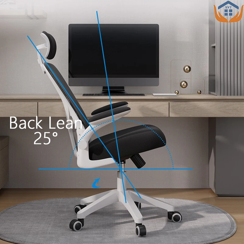 Swivel Computer Office Chairs with Flip-up Armrests, Mesh PC Desk Chair with Wheels, Adjustable Headrest for Working DNY-05